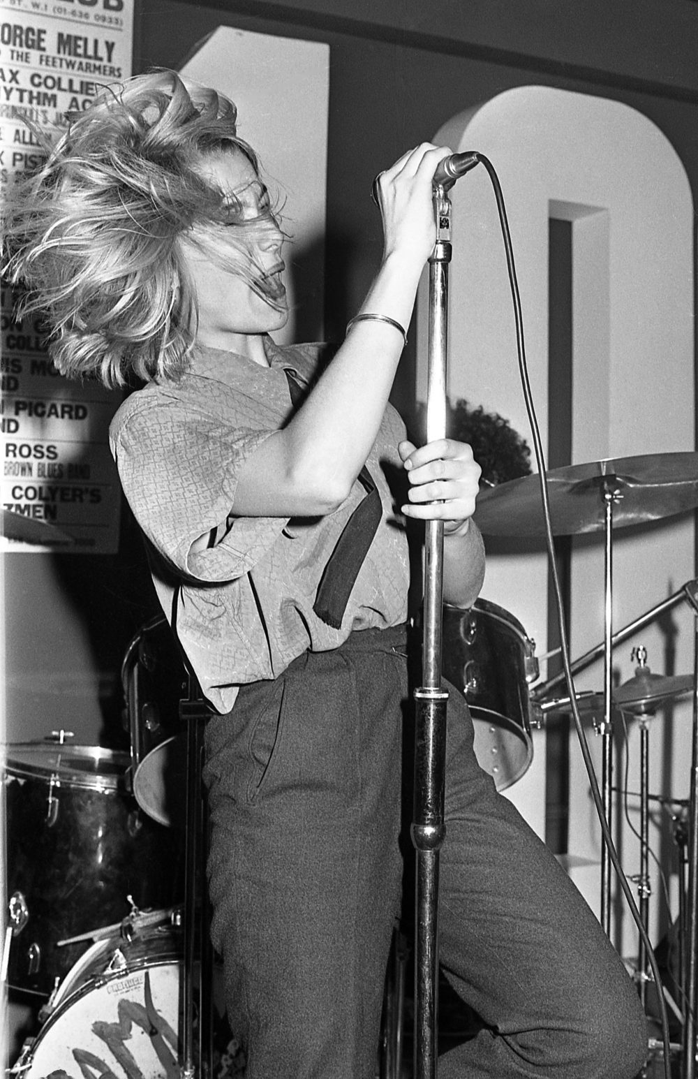 Elli Medeiros performing with The Stinky Toys at the 100 Club Punk Special (1976) by Barry Plummer